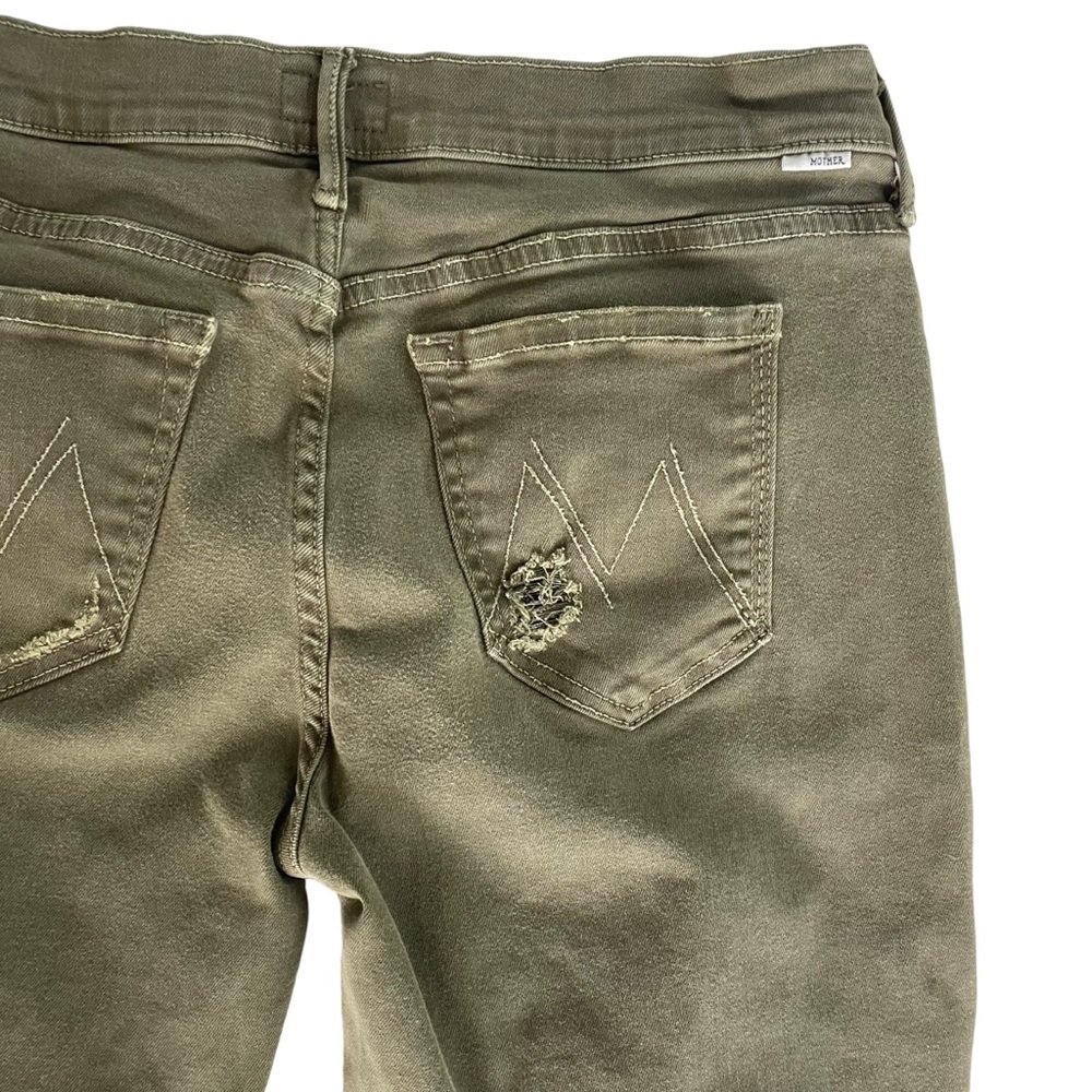 Mother The Drop Out Jeans Moss Green Stretch Crop Distressed Style Sz 28 - Picture 9 of 15